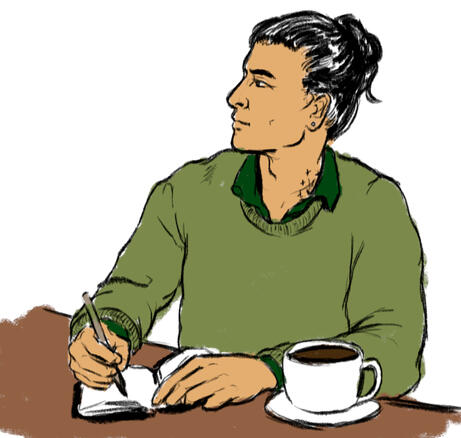 Flat colour, waist up